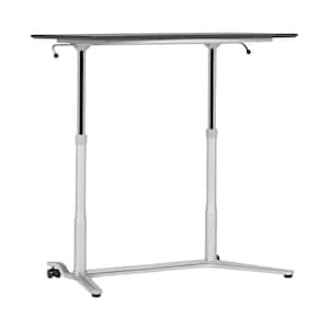 Sierra 37.5 W Laptop/Writing Desk in Silver / Black with Adjustable Height and Wheels