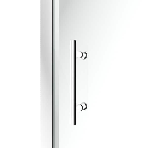 35 in. W x 72 in. H Frameless Pivot Tub Door in Chrome with 10 mm Clear Tempered Glass