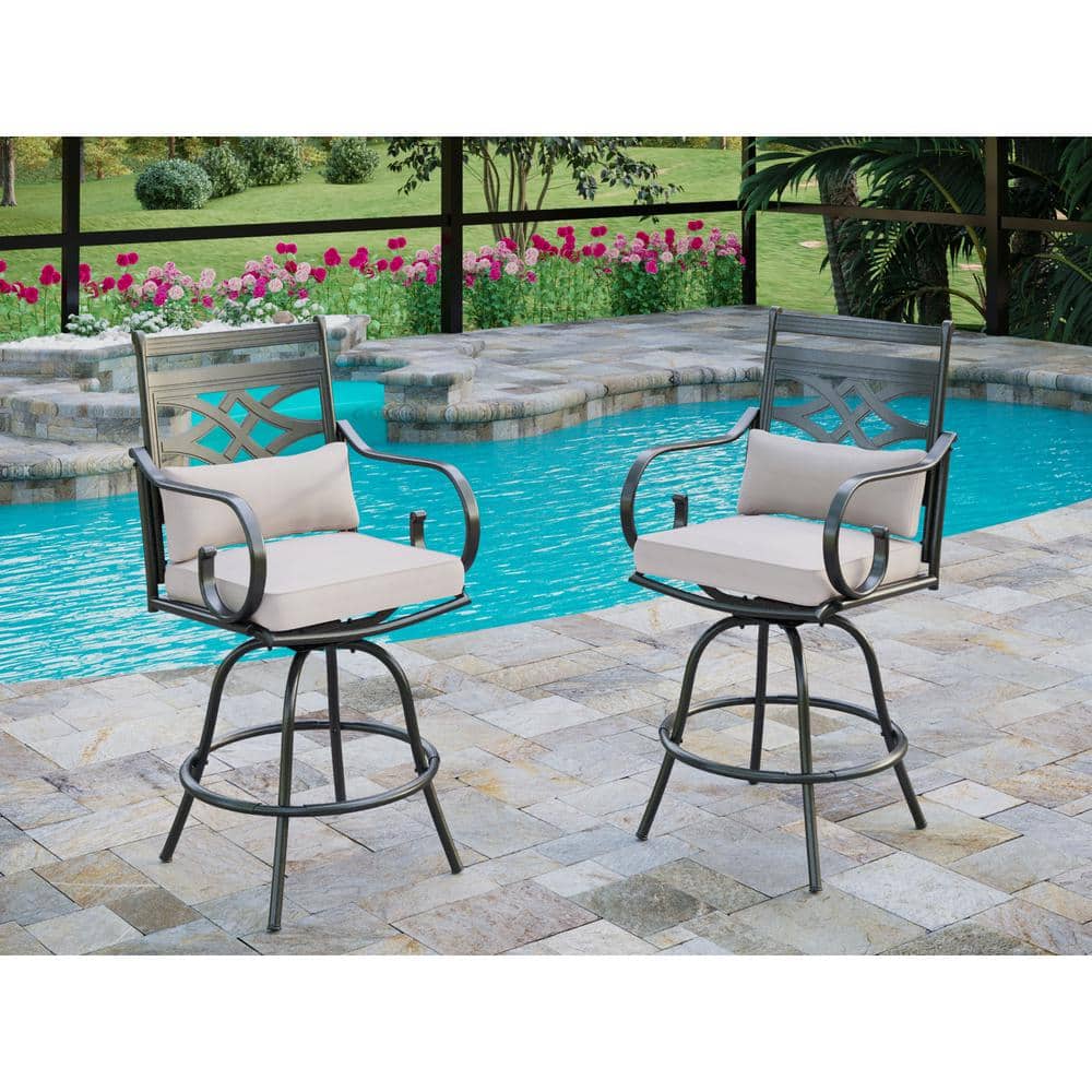 Swivel Metal Outdoor Bar Stool with Beige Cushion (2-Pack) price history on PriceWatchPro