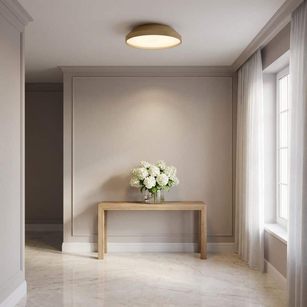 Nevado 12 in. W 1-Light Satin Brass Modern Dimmable Integrated LED Outdoor Flush/Semi-Flush Mount Ceiling Light price history on PriceWatchPro