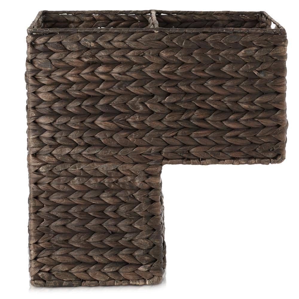 Espresso Seagrass Rectangular Stair Basket with Handles