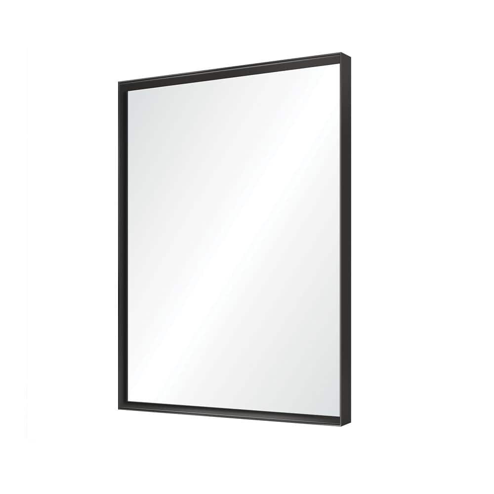 WarmieHomy 36 in. H x 24 in. W Black Rectangular Bathroom Vanity Mirror Metal Framed Hanging