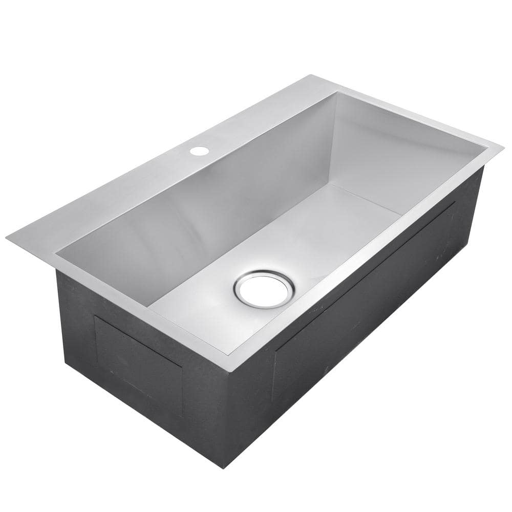 Brushed Stainless Steel Single Bowl Drop-In Kitchen Sink