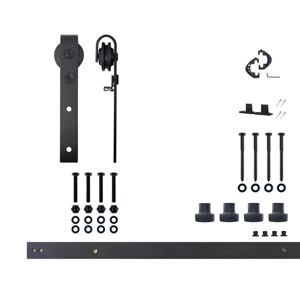 5 ft./60 in. Black Rustic Non-Bypass Sliding Barn Door Track and Hardware Kit for Single Door price history on PriceWatchPro