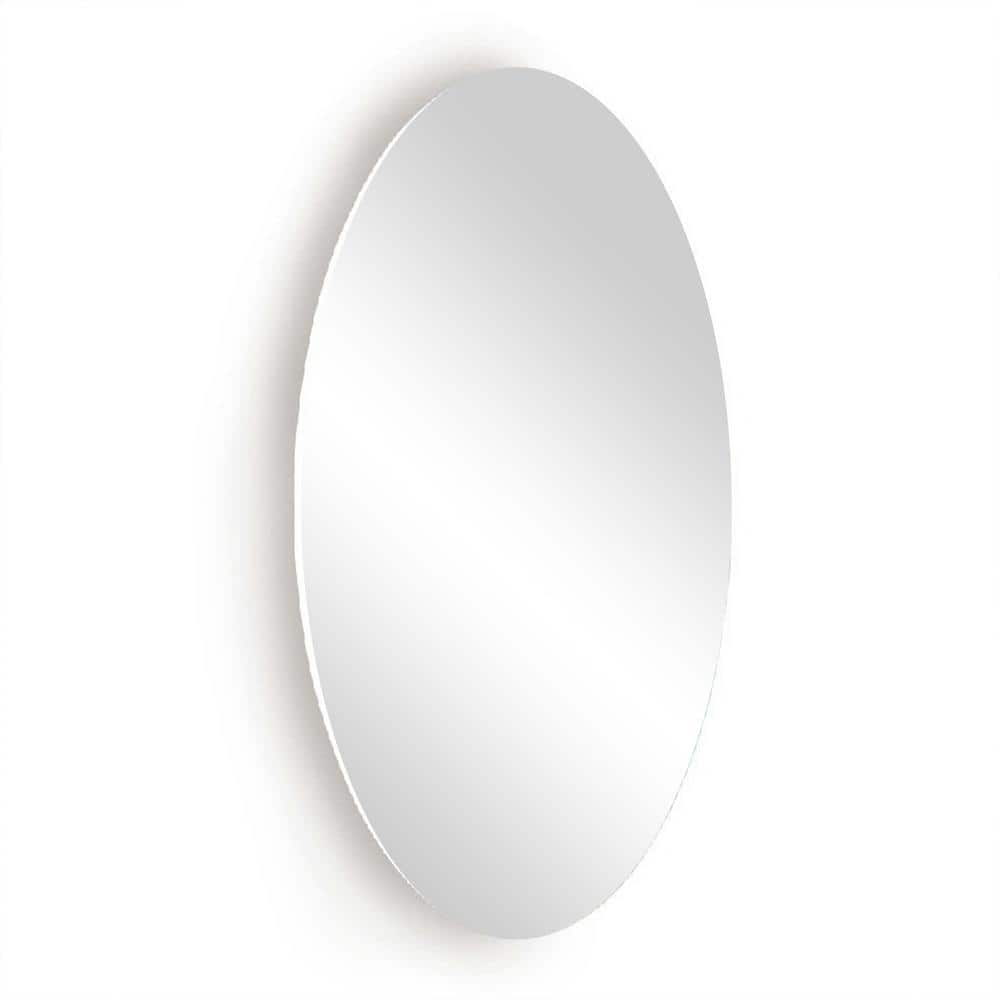 25.20 in. W x 14.76 in. H Oval Frameless Wall Bathroom Vanity Mirror in Whi