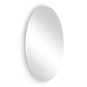 25.20 in. W x 14.76 in. H Oval Frameless Wall Bathroom Vanity Mirror in White