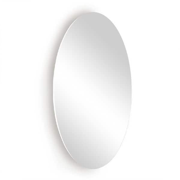 Unbranded 25.20 in. W x 14.76 in. H Oval Frameless Wall Bathroom Vanity Mirror in White