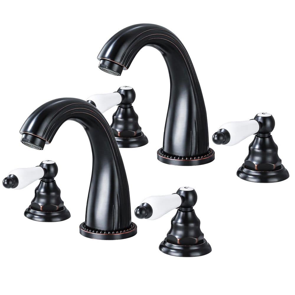 2 Handles 8 in. Widespread Bathroom Faucet 3-Hole Sink Faucet in Oil Rubbed Bronze (2-Pack) price history on PriceWatchPro