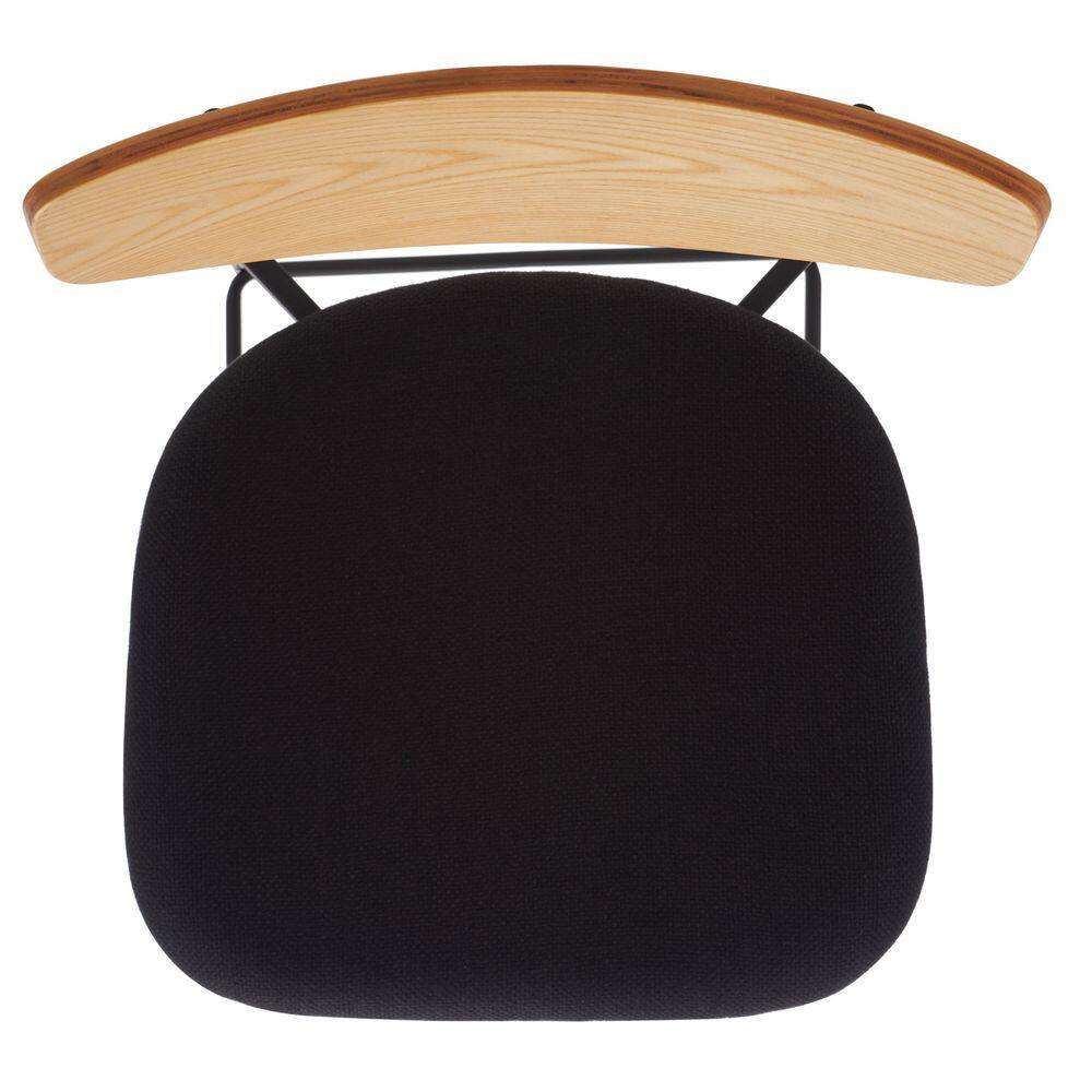 Mid-Century Oak and Black Iron Saddle Counter Stool