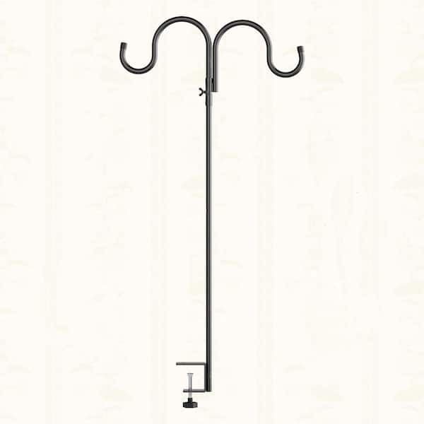 43 in. Iron Shepard's Hooks for Outdoor, Tall Double Deck Hook for Railing, 1 Pack