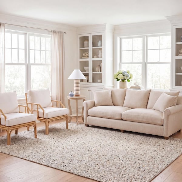 Natural Fiber 4 ft. x 6 ft. Beige High-Low Diamond Area Rug