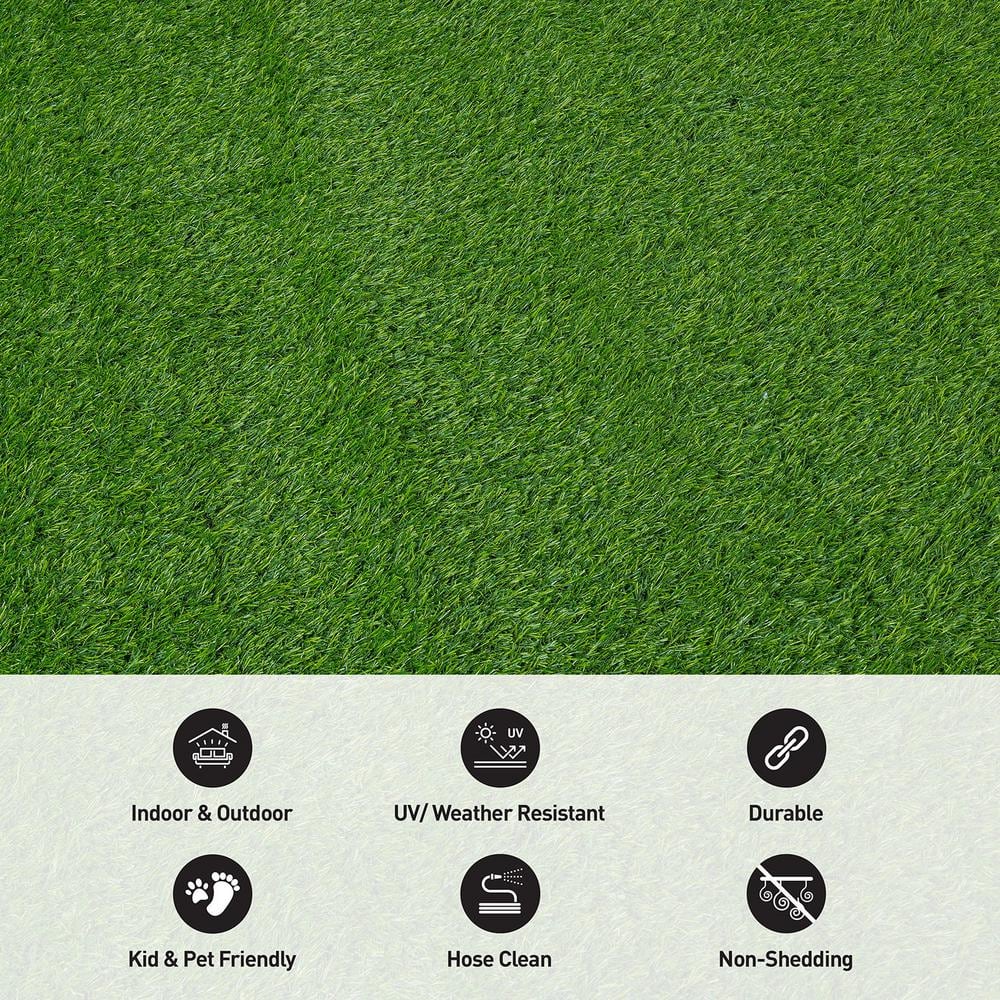 Green Synthetic Artificial Grass Indoor Outdoor Area Rug 6'6"x9'