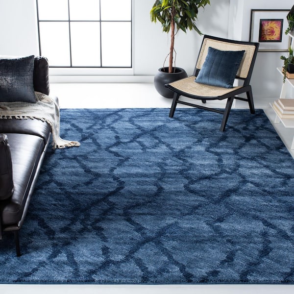 Retro 10 ft. x 14 ft. Blue/Dark Blue Abstract Area Rug