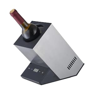 110V AC/12V DC Cellar Cooling Unit 5.3 in. Single Bottle Wine-Champagne-Water Chiller Thermo-Electric in Stainless Steel