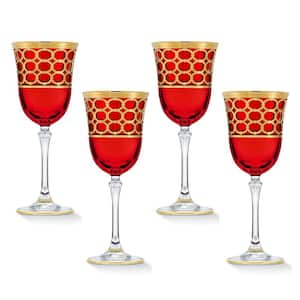 9 oz. Deep Red Color Red Wine Goblet Set (Set of 4)
