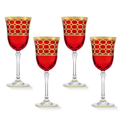 Red Co. Classic Tulip Shaped Long Stem Clear Plastic Outdoors Break  Resistant Wine Glass with Multicolor Base, Set of 6 - 12 oz.