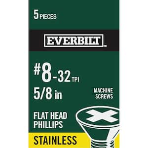 #8-32 x 5/8 in. Phillips Flat Head Stainless Steel Machine Screw (5-Pack)