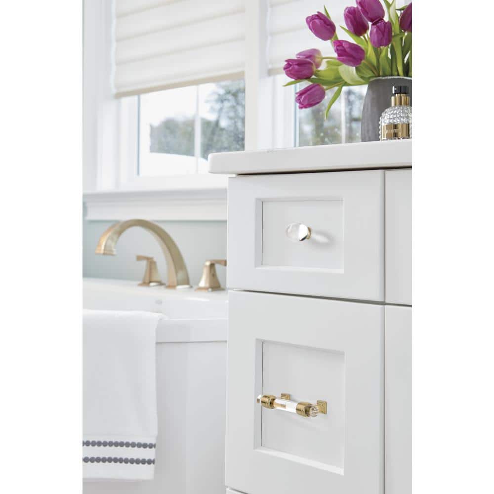 Clear and Bronze Oval Glass Cabinet Knob with Mounting Hardware