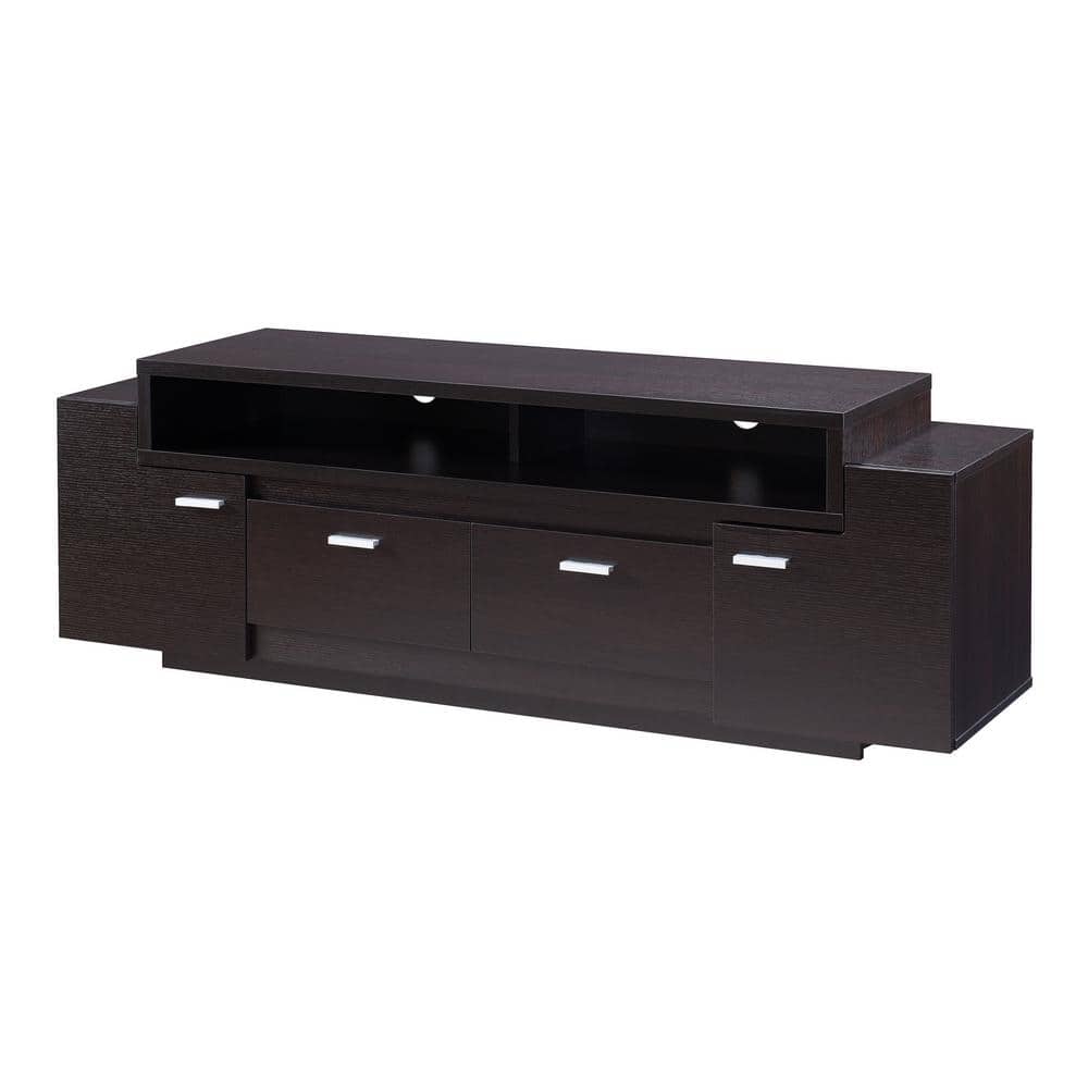 Furniture of America Samar 60 in. Cappuccino TV Stand with 2Drawers