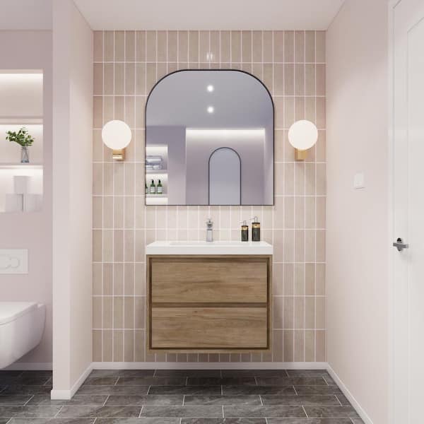 Sage 29.5 in. W Bath Vanity in White Oak with Reinforced Acrylic Vanity Top in White with White Basin