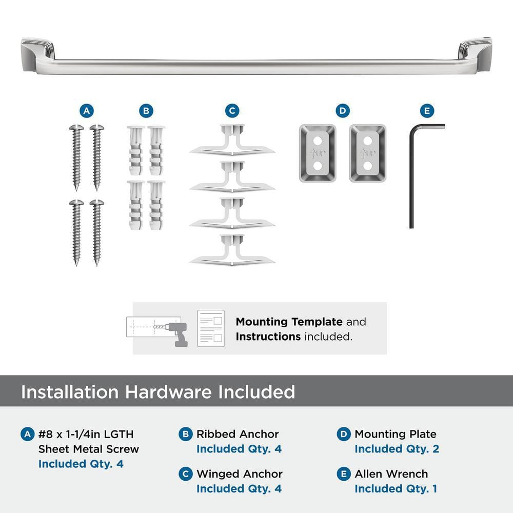 Amerock Revitalize 24-Inch Chrome Wall Mounted Towel Bar