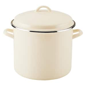 Enamel-on-Steel 12 qt. Steel Stockpot in Almond with Lid