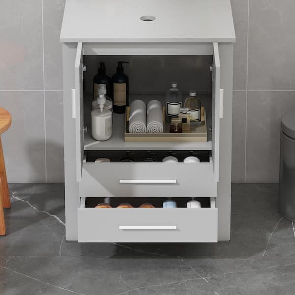 Puluomis 24 in. W x 19 in. D x 32 in. H Bath Vanity in Gray with