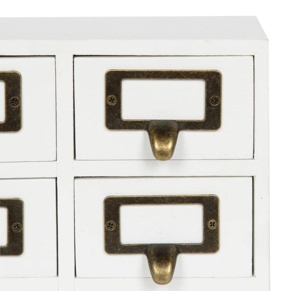 White Wood Apothecary Desk Drawer Set with 9 Drawers
