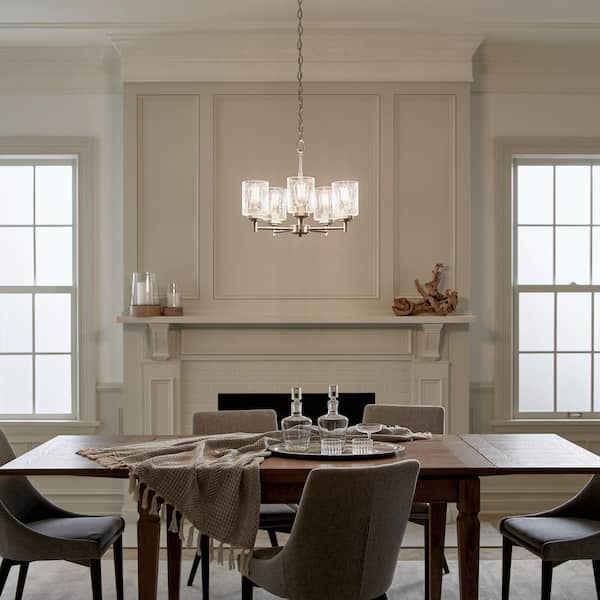 Kichler Winslow 5 Light Brushed Nickel Contemporary Dining Room Chandelier With Clear Seeded Glass Shade 44030ni Kichler Winslow 5 Light Brushed Nickel, Winslow 5 Light Brushed Nickel Chandelier With Clear Seeded Glass Shade