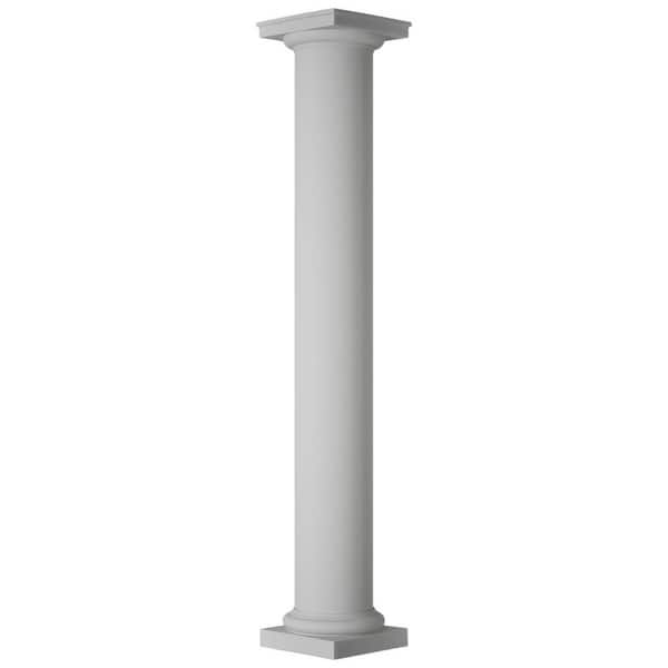 10 in. Dia. x 10 ft. H Endura-Stone Column, Round Non-Tapered (FRP), Tuscan Cap and Base, Plan Type D: Split in 1/2