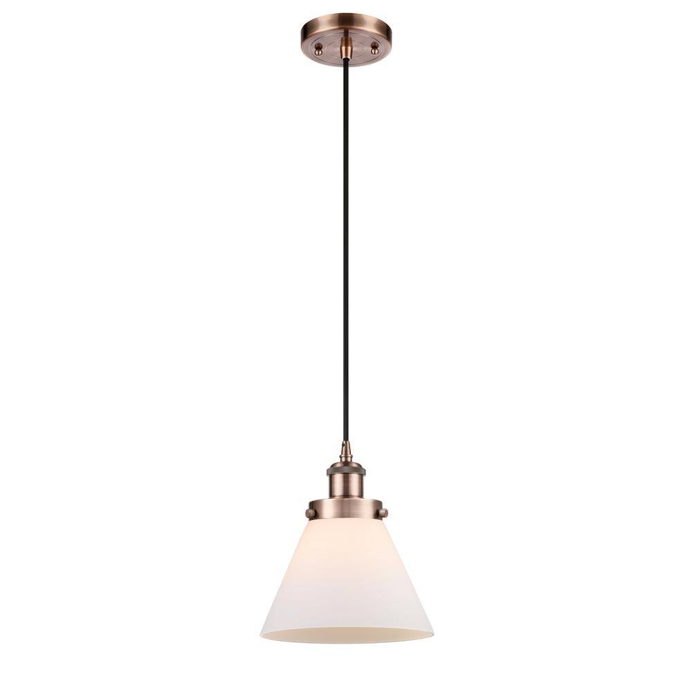 Antique Copper Mini Pendant with Matte White Glass Shade