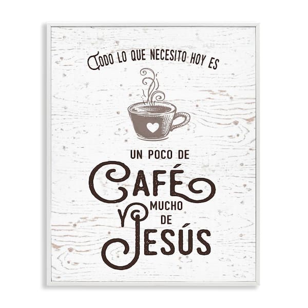 Stupell Industries Coffee and Jesus Translation by Lettered and Lined White Framed Religious Giclee Art Print 30 in. x 24 in.