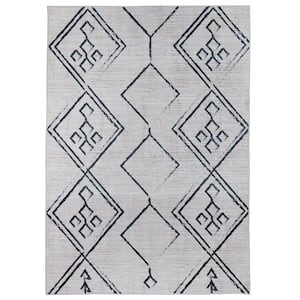 Aspen Brown Creme 5 ft. 8 in. x 9 ft. Machine Washable Tribal Moroccan Bohemian Polyester Non-Slip Backing Area Rug