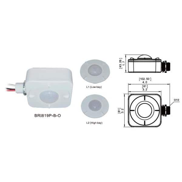 SHARKWARD BRI 600-Watt Low High/Bay 360-Degree PIR Motion Sensor