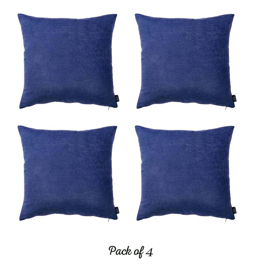 Navy Blue Polyester 26" x 26" Decorative Pillow Covers Set of 4