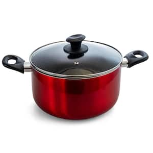 Merrion 6 qt. Round Aluminum Nonstick Dutch Oven in Red with Glass Lid