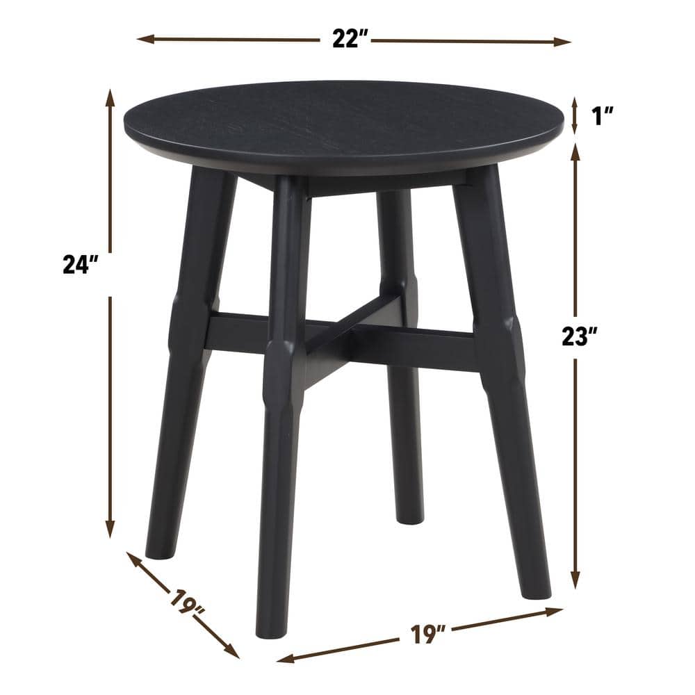 Oslo Black Round Wood Mid-Century Modern End Table