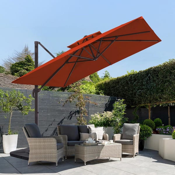 citrine patio umbrella Patioslife Aegis 10ft Round Cantilever with solar LED l US-Patioslife Enjoy relaxing comfort and shade with the Galtech International 9 Manual Tilt Umbrella JEAREY 9 ft. Cantilever Umbrella