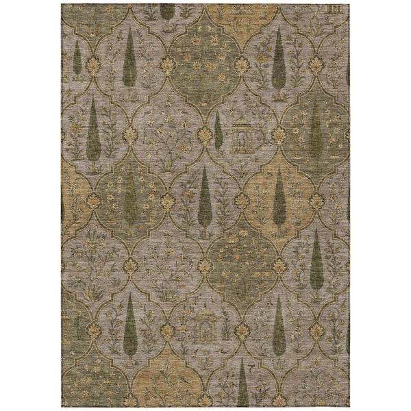 Chantille Machine Washable Indoor/Outdoor Abstract ACN3018 Olive 10 ft. x 14 ft. Area Rug