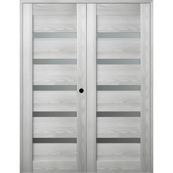 Belldinni Vona 07-04 36 in. x 83.25 in. Left Hand 6-Lite Frosted Glass Ribeira Ash Wood Composite Double Prehung French Door