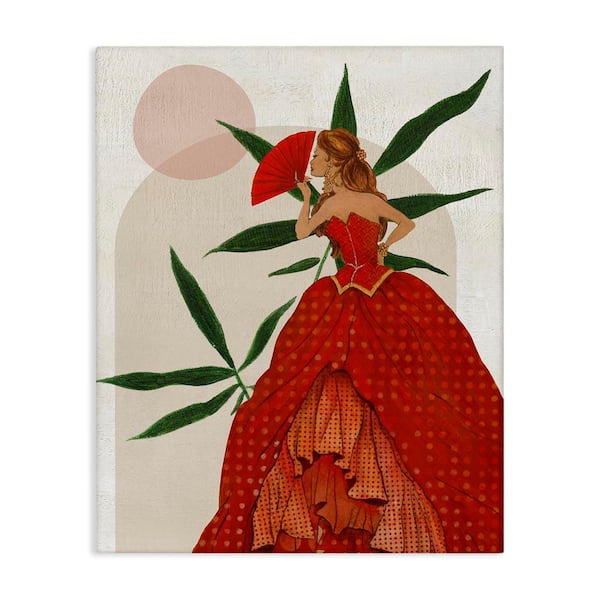Modern Ball Gown Woman by Janet Tava Unframed People Graphic Art Print 20 in. x 16 in.