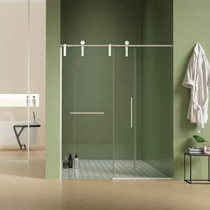 Victoria 56-60 in. W x 70 in. H Sliding Frameless Shower Door in Brushed Nickel Finish with Clear SGCC Tempered Glass