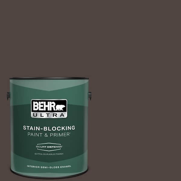 BEHR ULTRA 1 gal. #790B-7 Bitter Chocolate Extra Durable Semi-Gloss Enamel Interior Paint & Primer