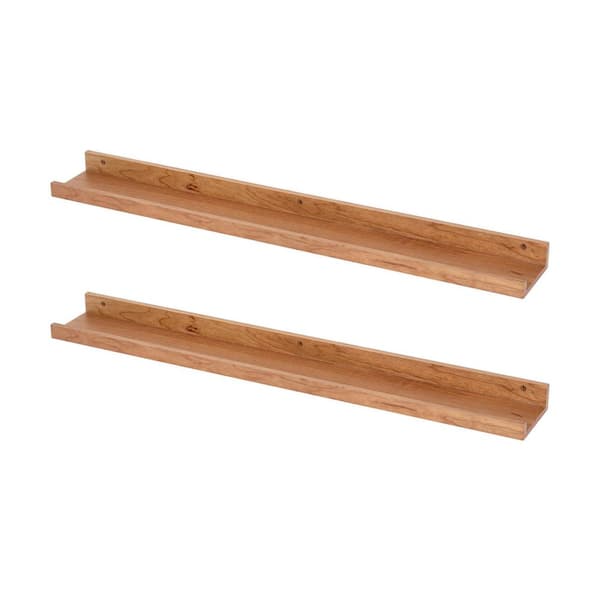 36 in. W x 4.7 in. D Cherry Decorative Wall Shelf (Set of 2)