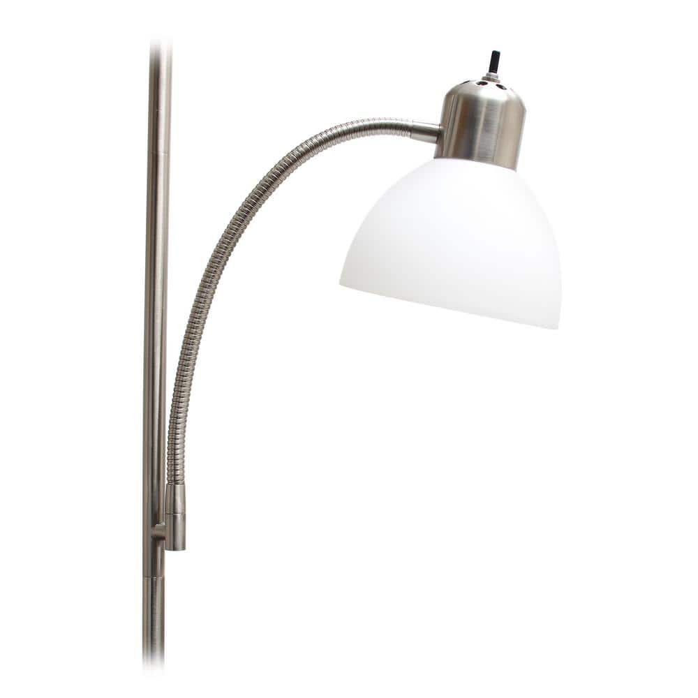 Elegant Brushed Nickel Floor Lamp with Adjustable Reading Light, White Shade