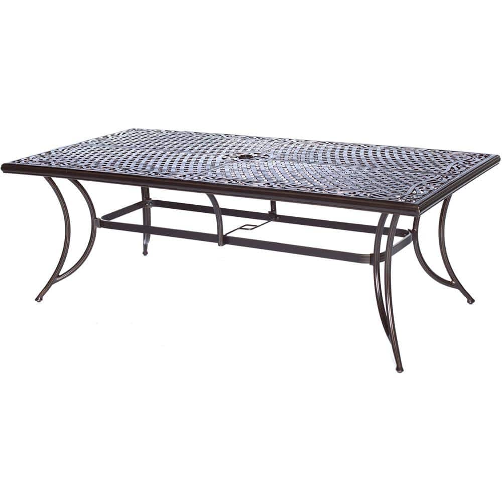 Hanover 9-Piece Bronze Aluminum Outdoor Dining Set with Red Cushions