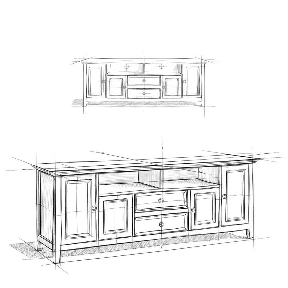 Hickory Brown Solid Wood 72" TV Media Stand with Cabinets