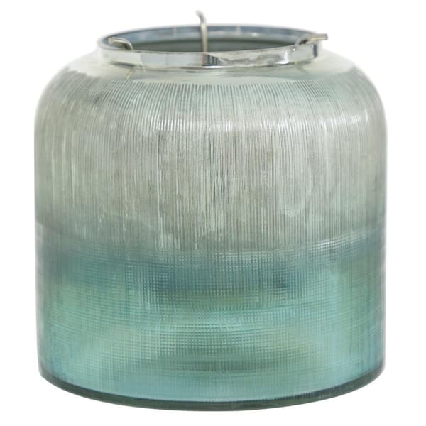 Litton Lane Turquoise Glass Contemporary Candle Holder