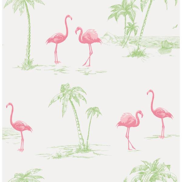 Brewster Sarasota Pink Flamingos Strippable Roll (Covers 56.4 sq. ft.)