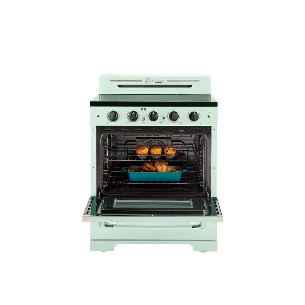 Summer Mint Green 30" Retro Freestanding Electric Range with Convection Oven